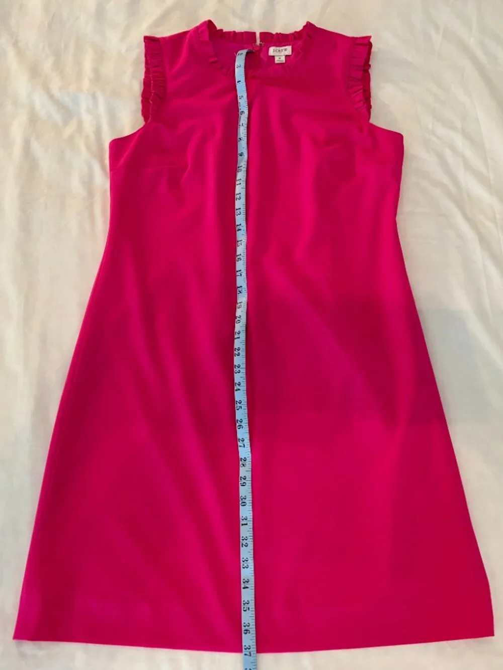 J. Crew Fuchsia Pink Ruffle Trim Sleeveless A-Line Dress Classic Career Sz 8